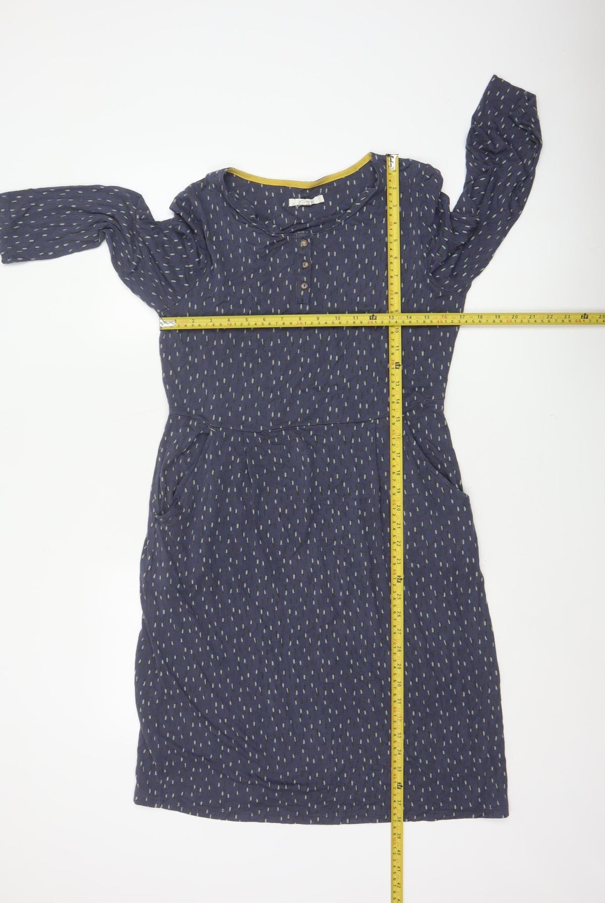 White Stuff Women Blue UK 14 Fit & Flare Knee Dress Geometric
