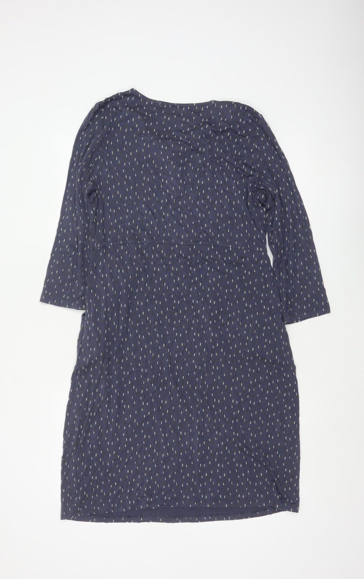 White Stuff Women Blue UK 14 Fit & Flare Knee Dress Geometric