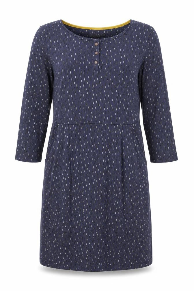 White Stuff Women Blue UK 14 Fit & Flare Knee Dress Geometric