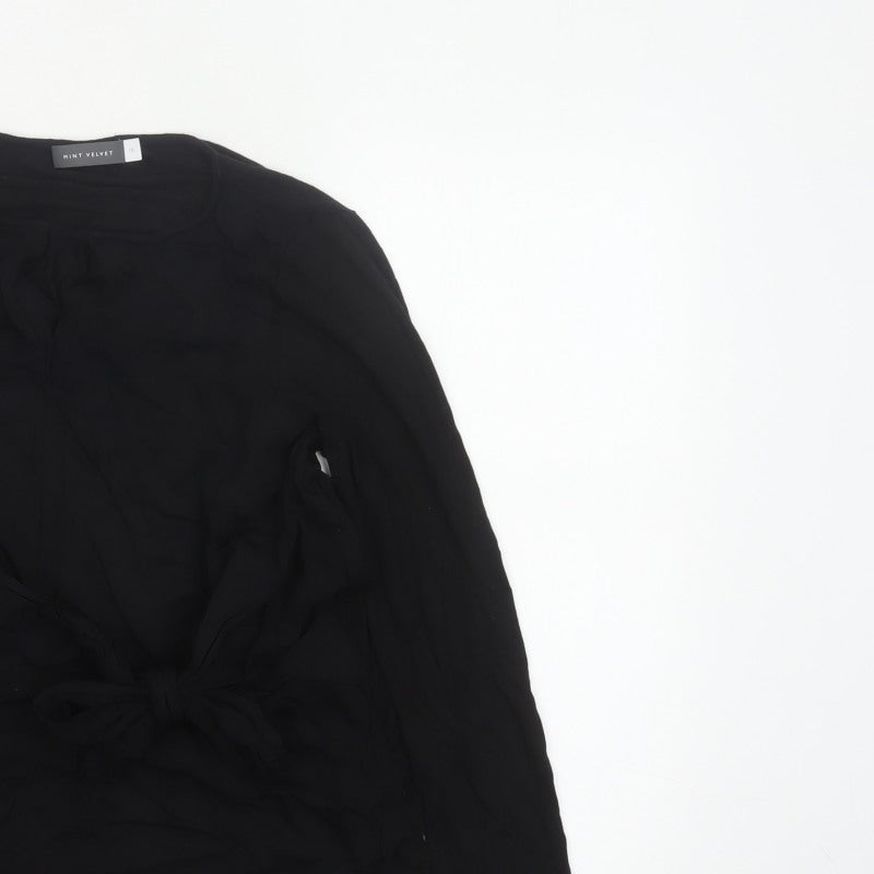 Mint Velvet Women Black UK 10 Wrap Tie Long Sleeve Blouse
