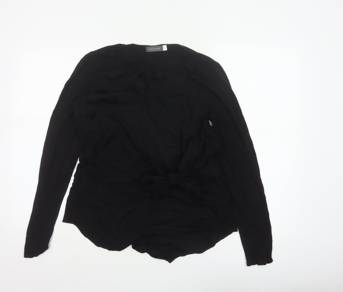 Mint Velvet Women Black UK 10 Wrap Tie Long Sleeve Blouse