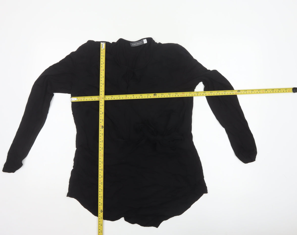 Mint Velvet Women Black UK 10 Wrap Tie Long Sleeve Blouse