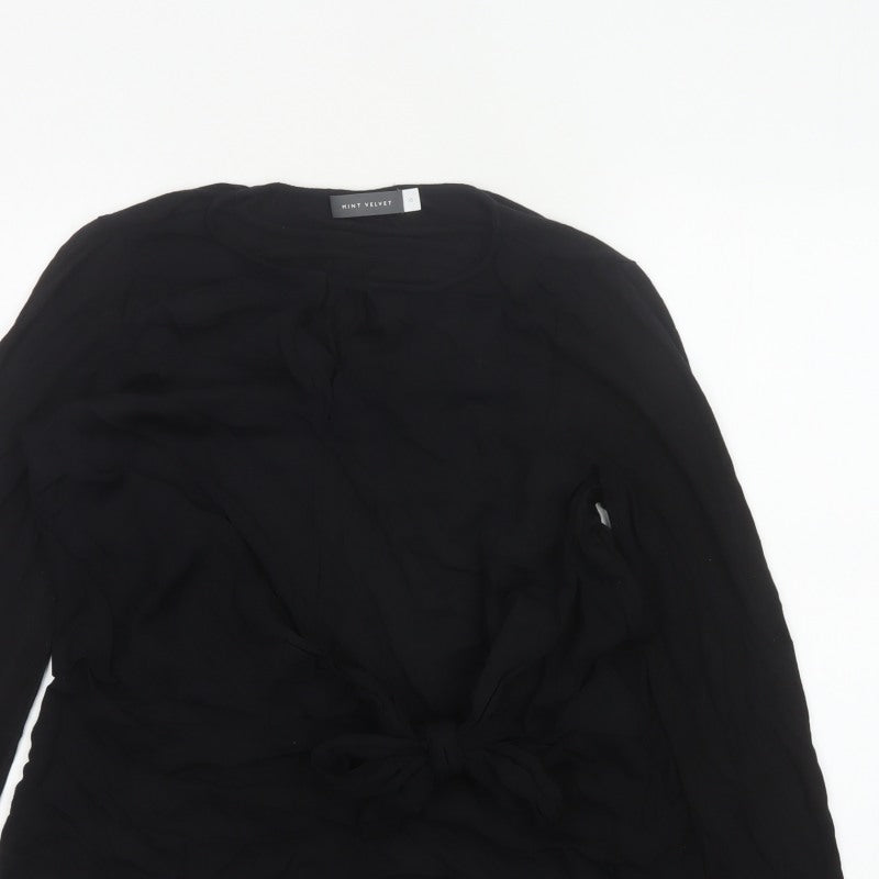 Mint Velvet Women Black UK 10 Wrap Tie Long Sleeve Blouse