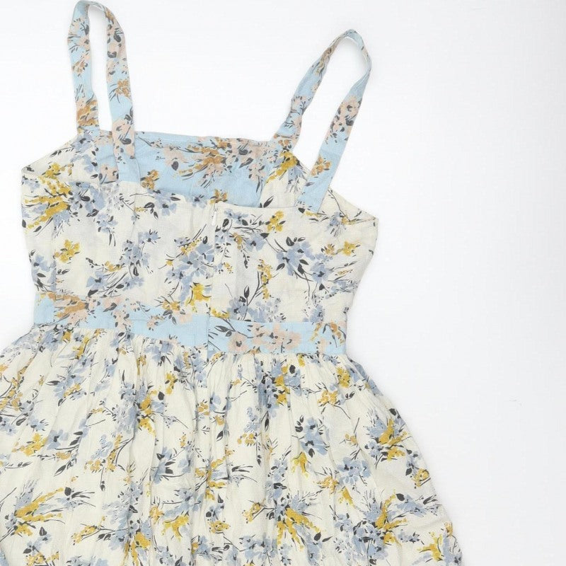 Miss Selfridge Women Blue Floral Fit & Flare Petite UK 8 Dress