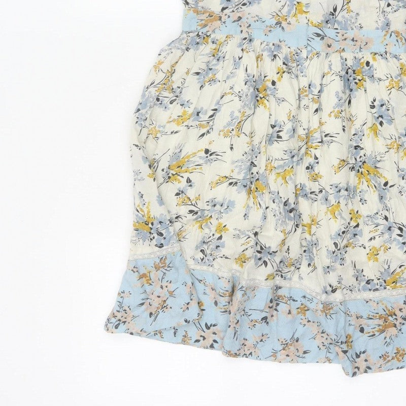 Miss Selfridge Women Blue Floral Fit & Flare Petite UK 8 Dress