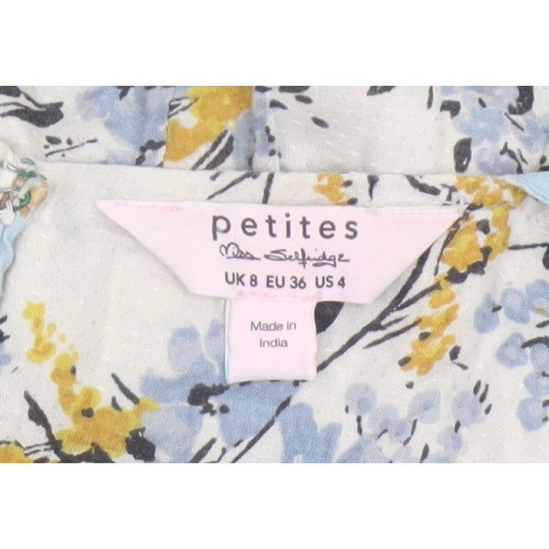 Miss Selfridge Women Blue Floral Fit & Flare Petite UK 8 Dress