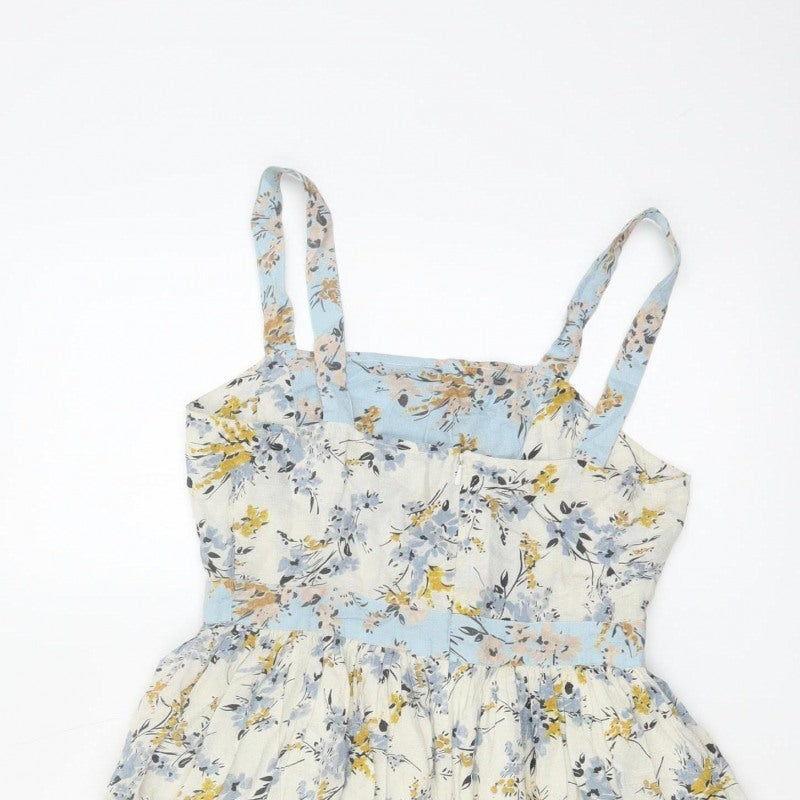 Miss Selfridge Women Blue Floral Fit & Flare Petite UK 8 Dress