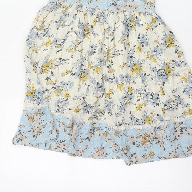 Miss Selfridge Women Blue Floral Fit & Flare Petite UK 8 Dress