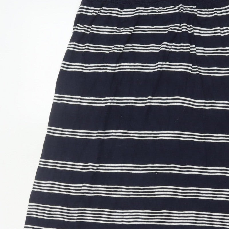Fat Face Women's Navy White Stripe Maxi Skirt Size 10 Elastic Waist