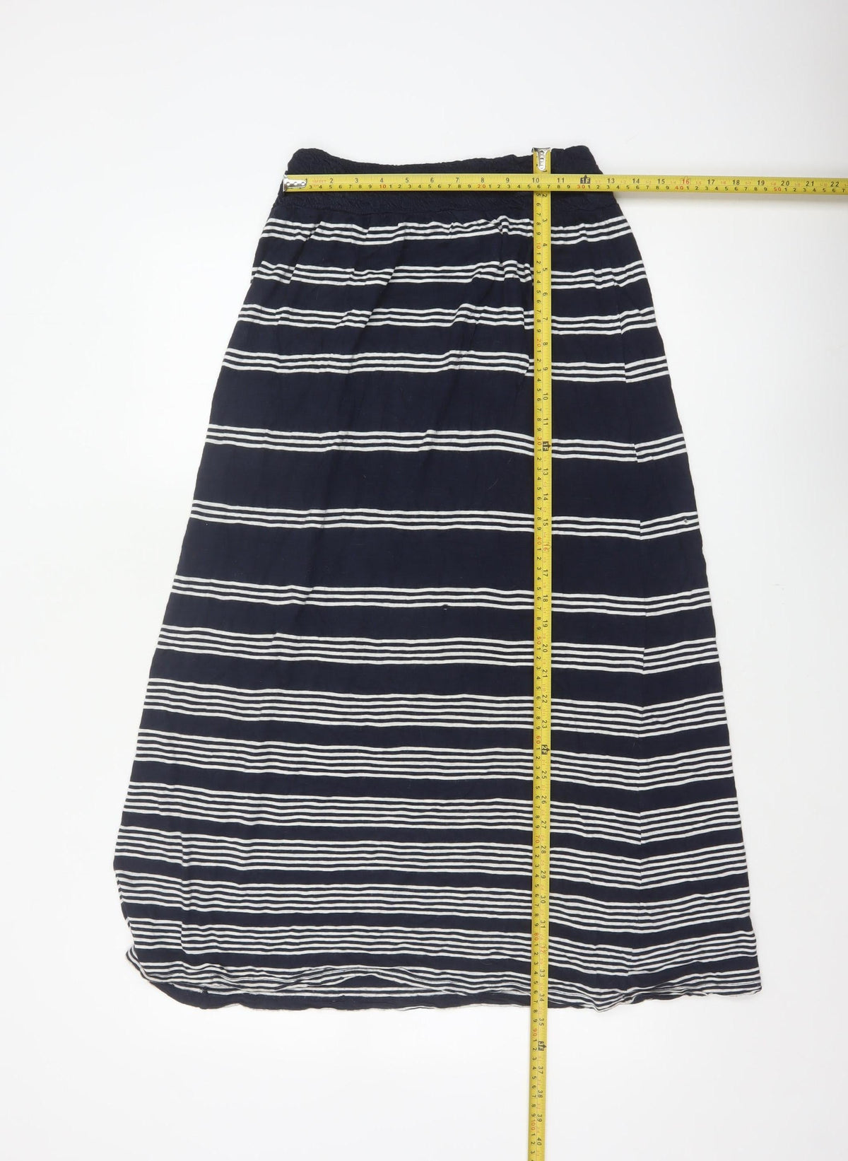 Fat Face Women's Navy White Stripe Maxi Skirt Size 10 Elastic Waist