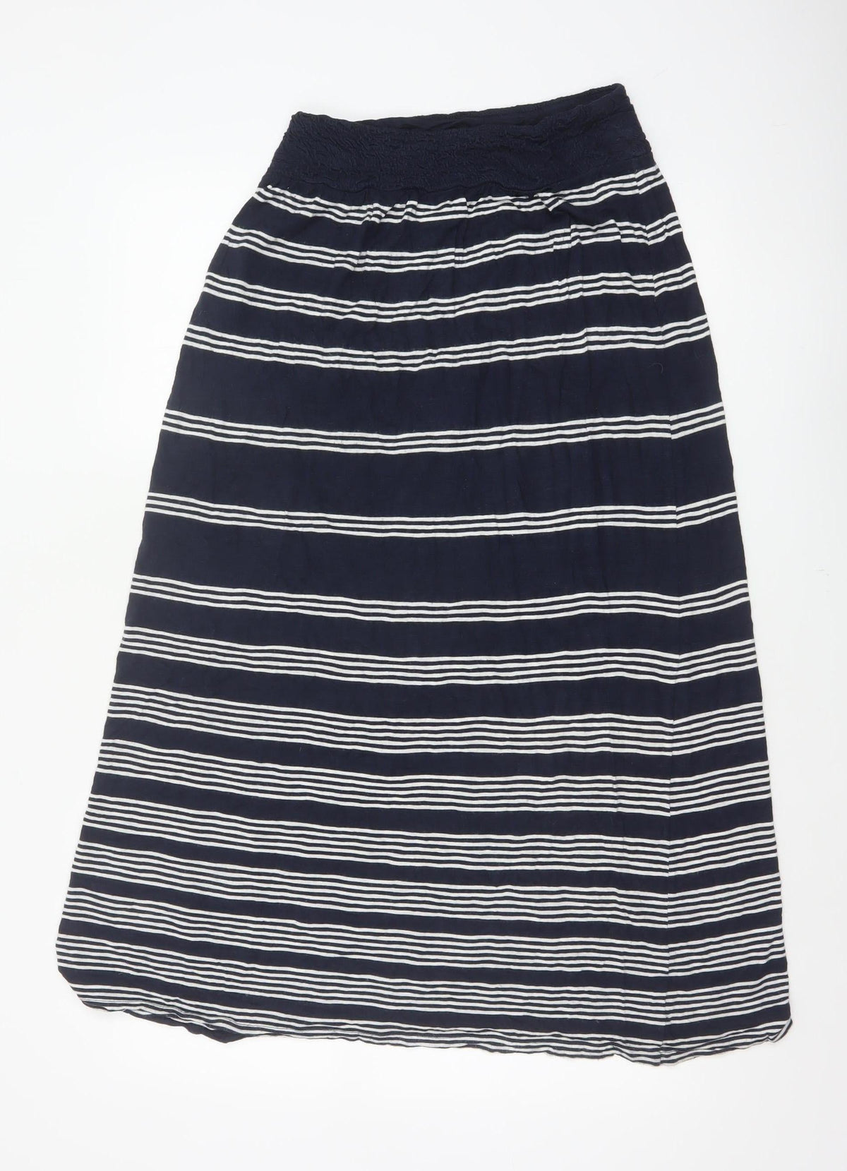 Fat Face Women's Navy White Stripe Maxi Skirt Size 10 Elastic Waist