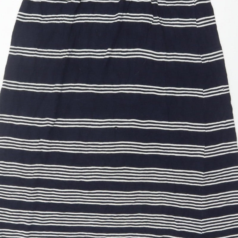 Fat Face Women's Navy White Stripe Maxi Skirt Size 10 Elastic Waist