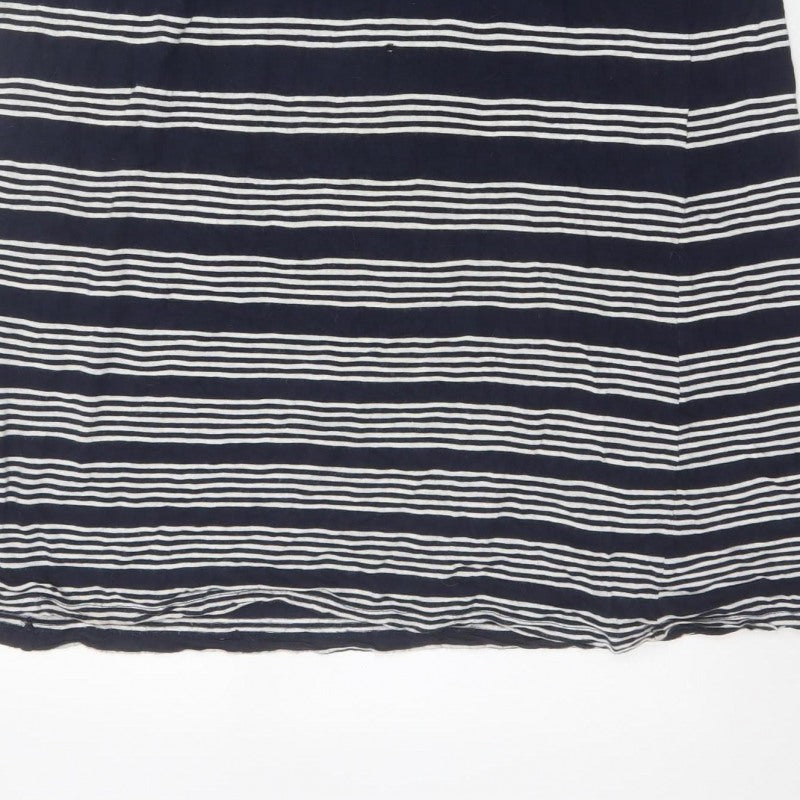 Fat Face Women's Navy White Stripe Maxi Skirt Size 10 Elastic Waist