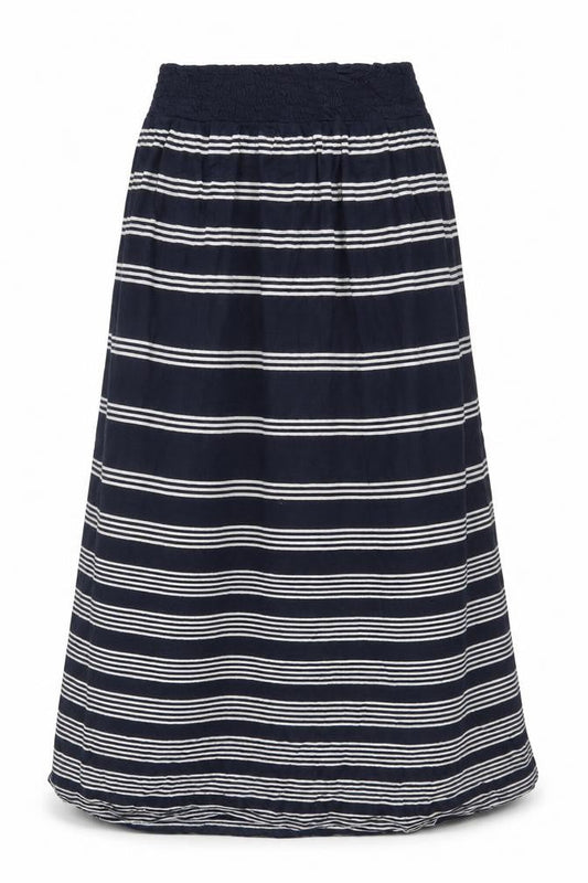 Fat Face Women's Navy White Stripe Maxi Skirt Size 10 Elastic Waist