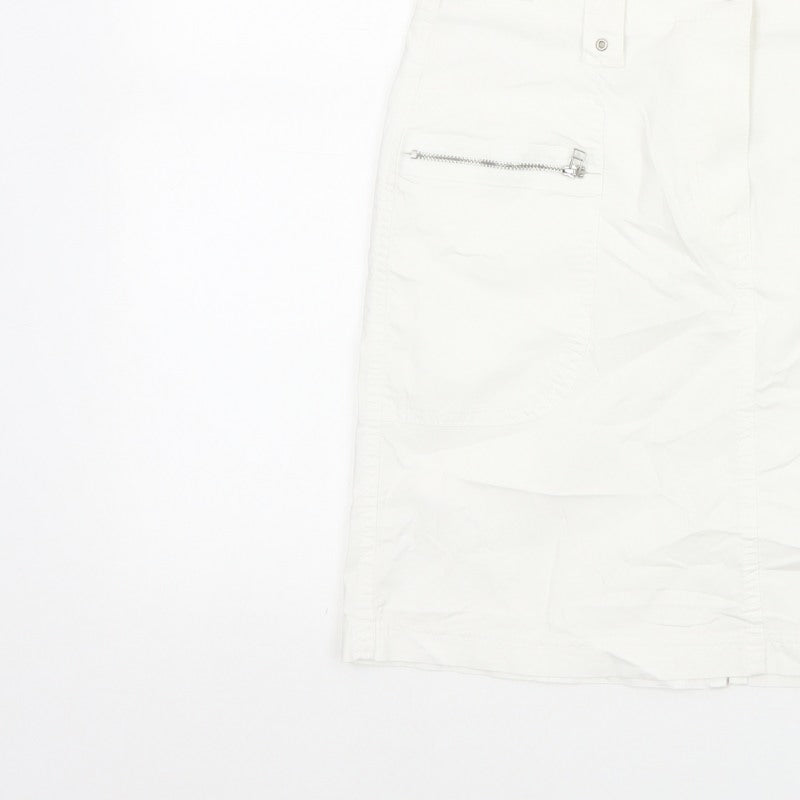 Marks & Spencer Women White UK 10 Cargo Mini Skirt Pockets Buckle