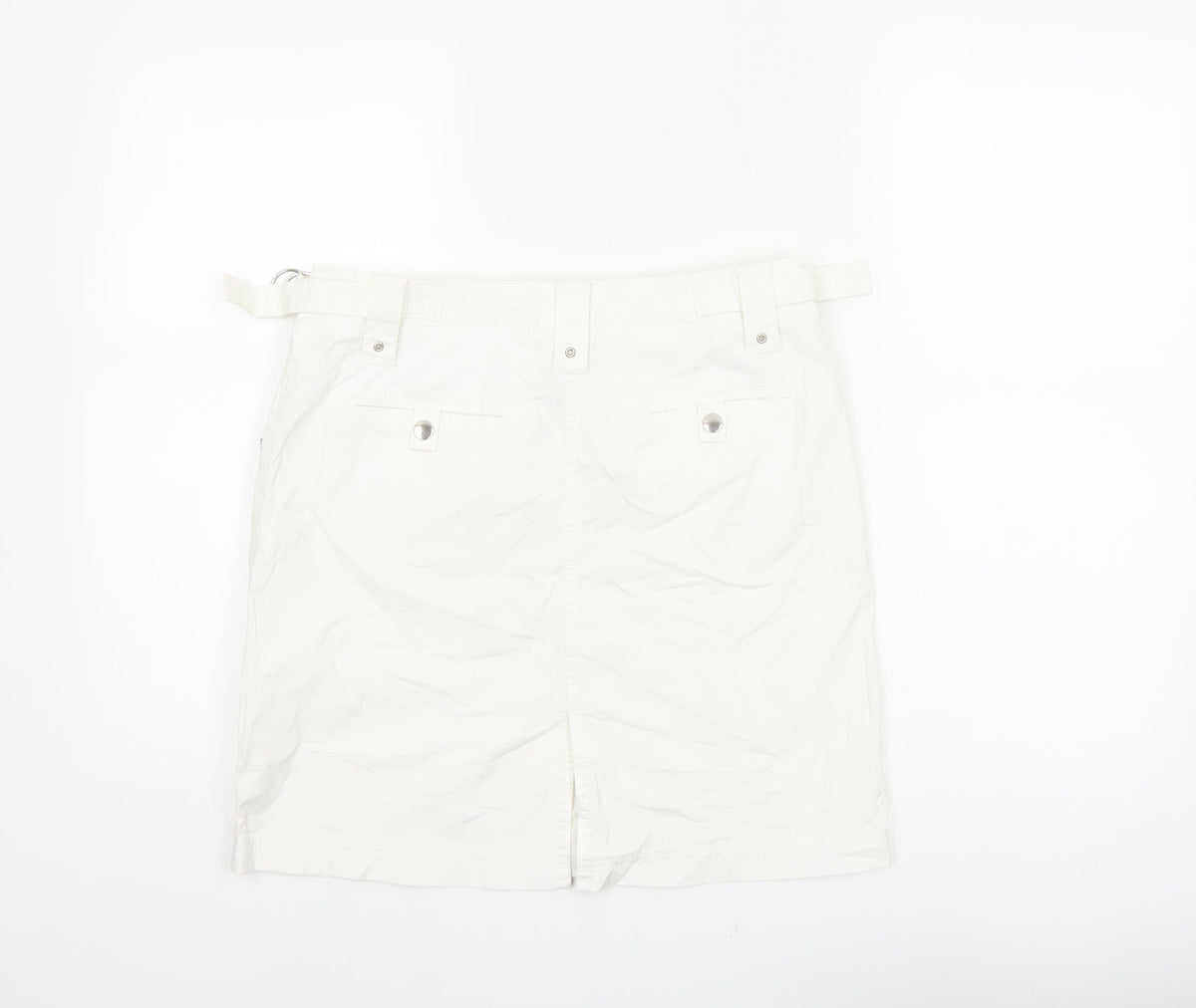Marks & Spencer Women White UK 10 Cargo Mini Skirt Pockets Buckle