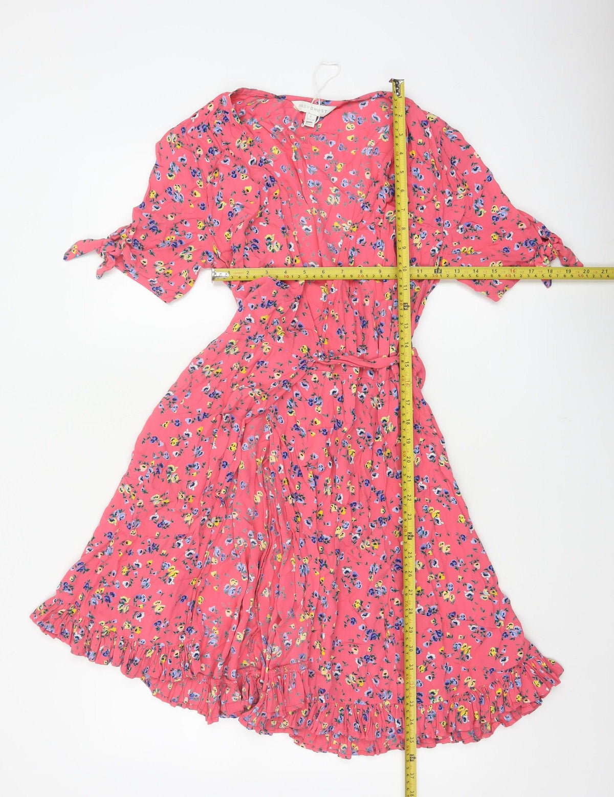 M&S x Ghost Women’s Pink Floral UK 8 Knee Length Wrap Dress Belted