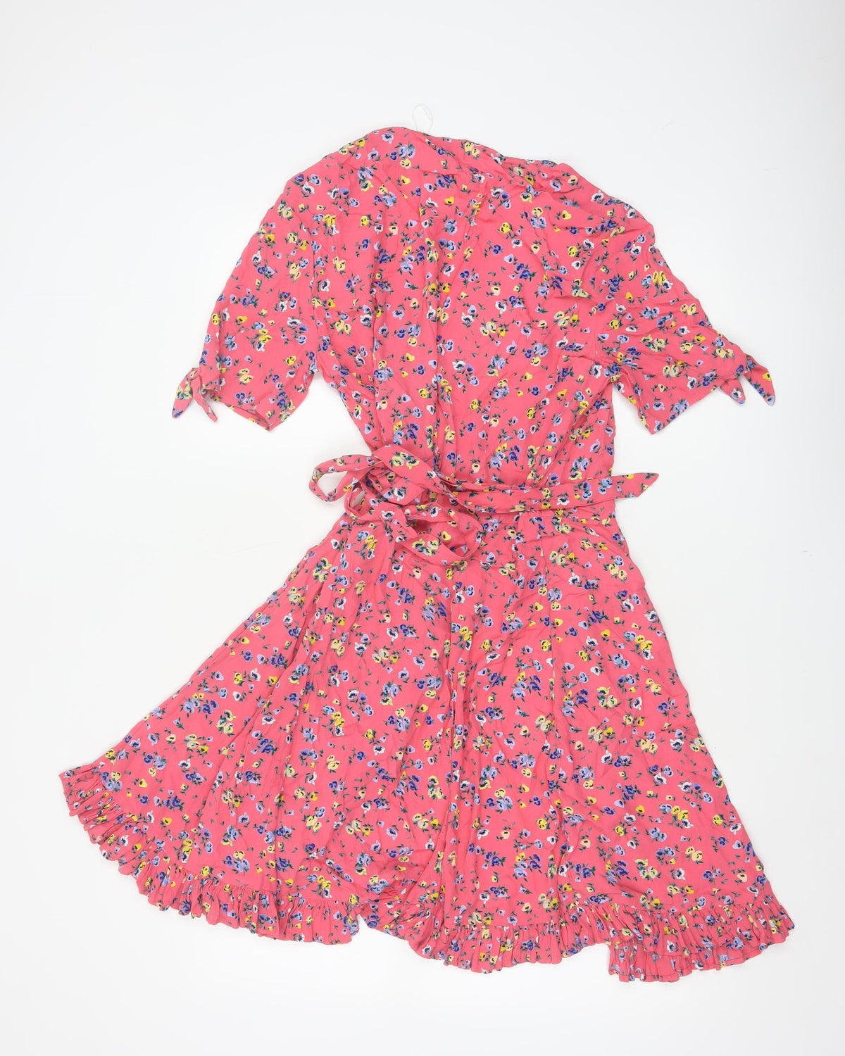 M&S x Ghost Women’s Pink Floral UK 8 Knee Length Wrap Dress Belted