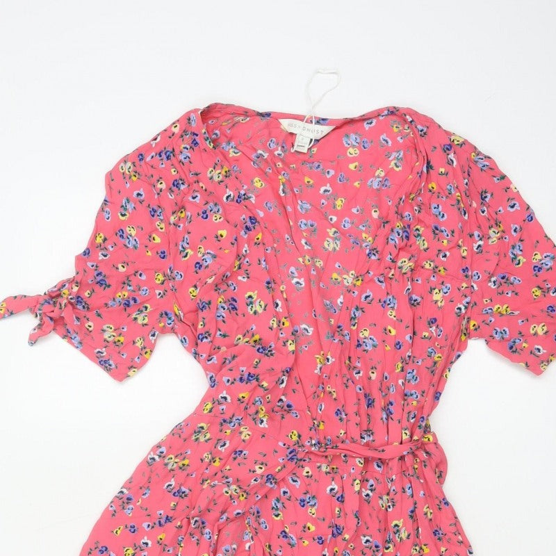 M&S x Ghost Women’s Pink Floral UK 8 Knee Length Wrap Dress Belted