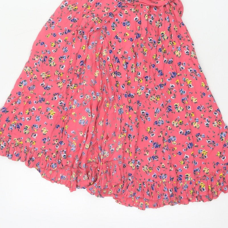 M&S x Ghost Women’s Pink Floral UK 8 Knee Length Wrap Dress Belted