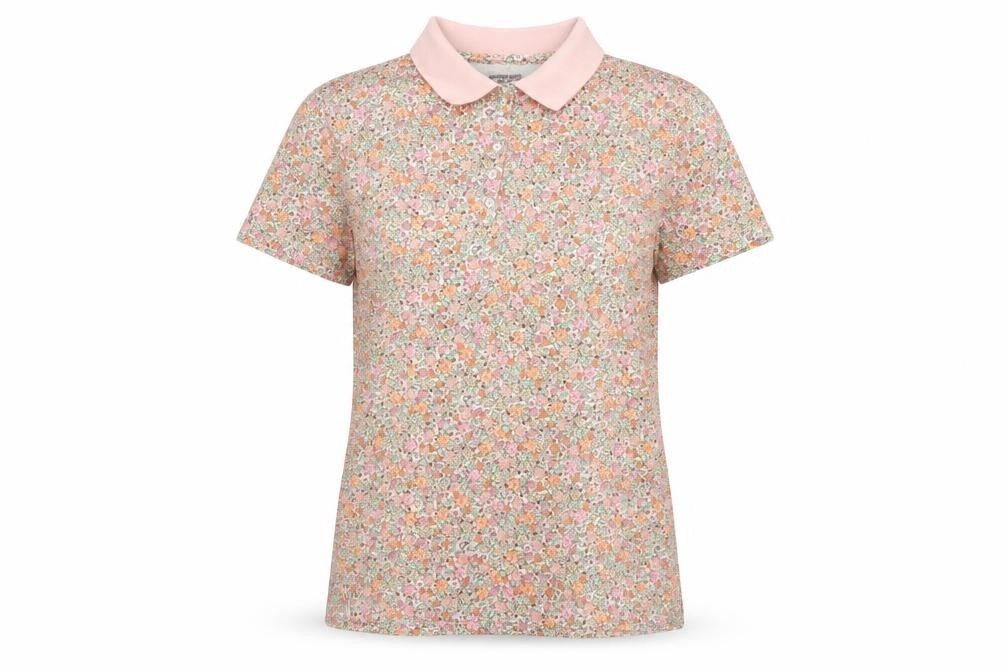 Lands' End Women’s Multicoloured Floral Cotton Polo Top Size L