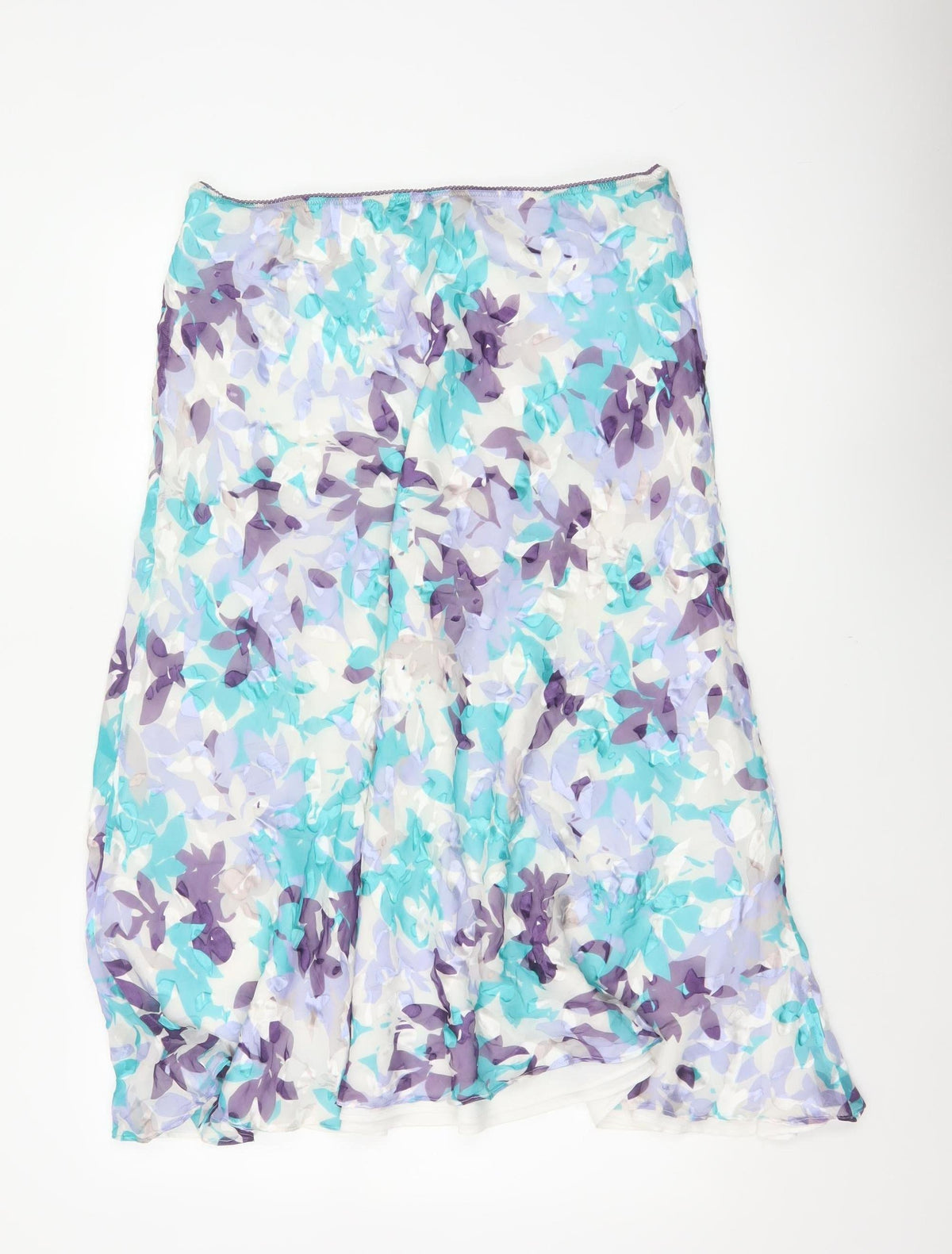 Jacques Vert Women's Multicoloured UK 16 Floral Silk Blend Flare Long Skirt