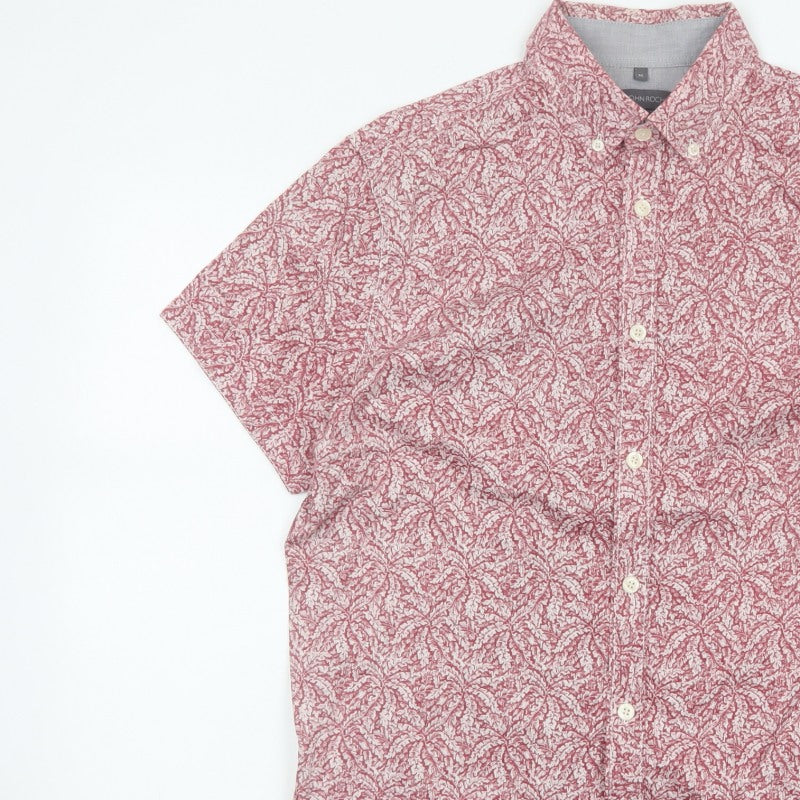 RJR John Rocha Men's Pink M Regular Fit Floral Short Sleeve Shirt