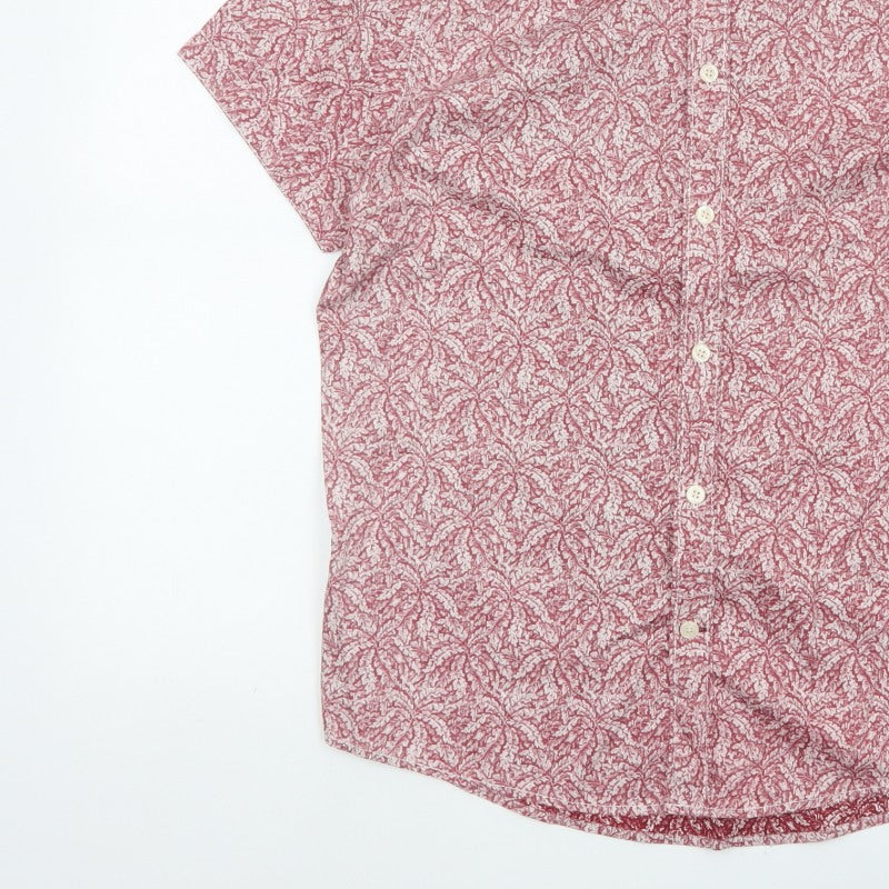 RJR John Rocha Men's Pink M Regular Fit Floral Short Sleeve Shirt