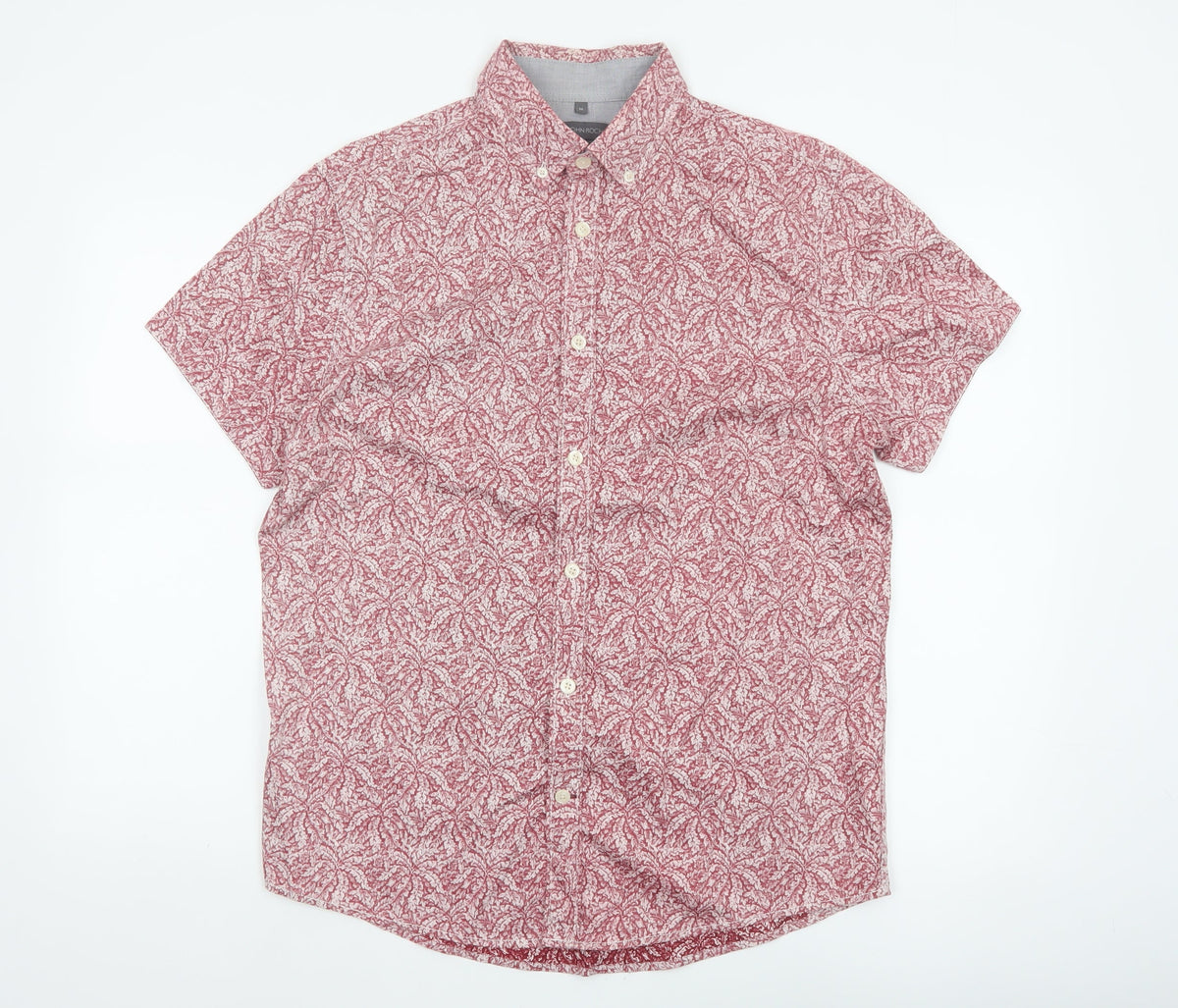 RJR John Rocha Men's Pink M Regular Fit Floral Short Sleeve Shirt