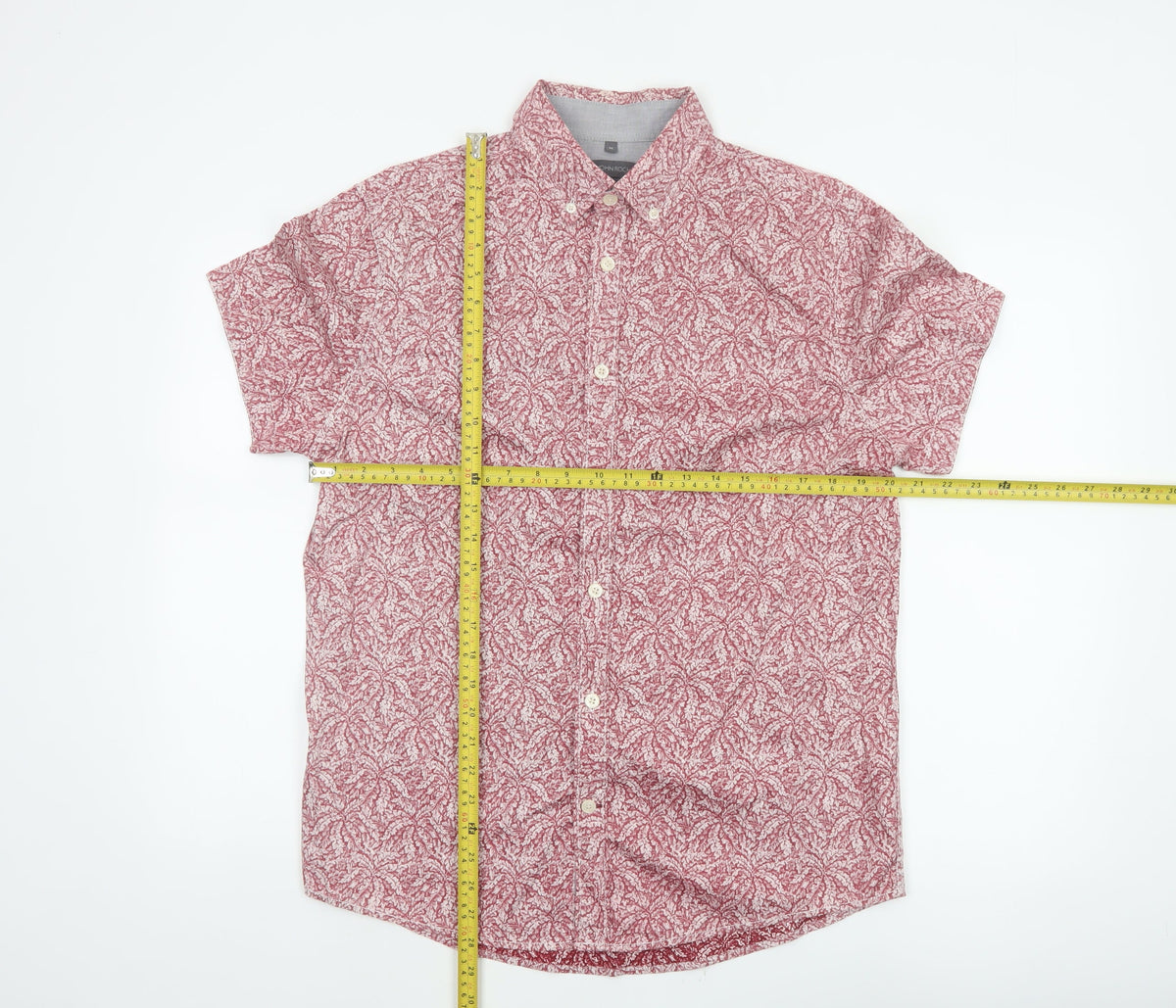 RJR John Rocha Men's Pink M Regular Fit Floral Short Sleeve Shirt