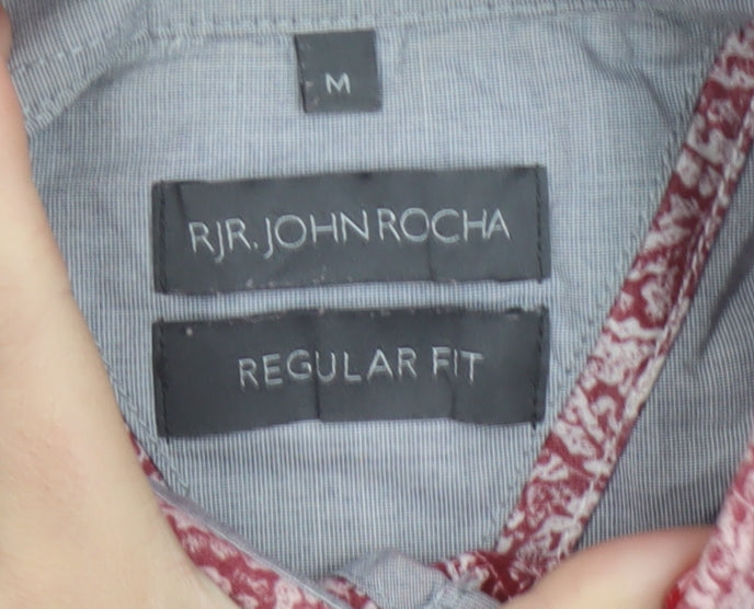 RJR John Rocha Men's Pink M Regular Fit Floral Short Sleeve Shirt