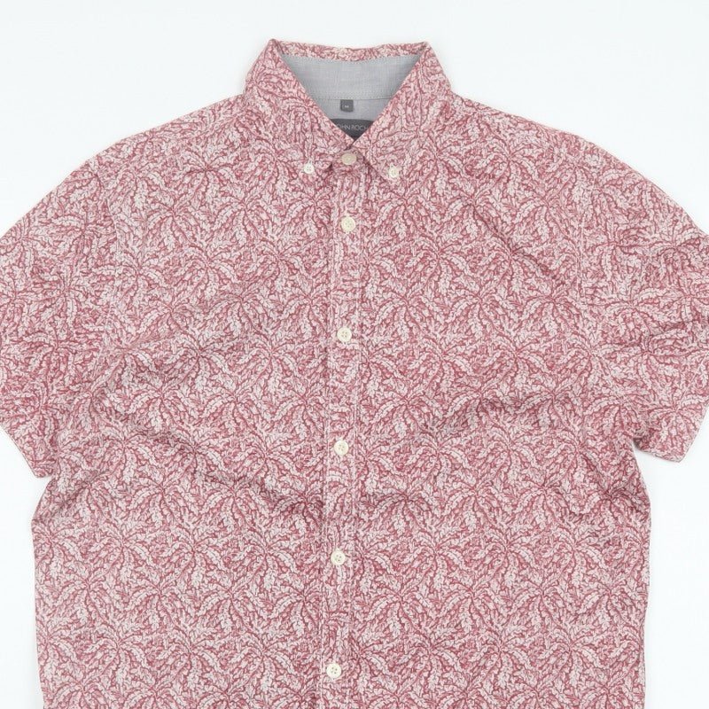 RJR John Rocha Men's Pink M Regular Fit Floral Short Sleeve Shirt