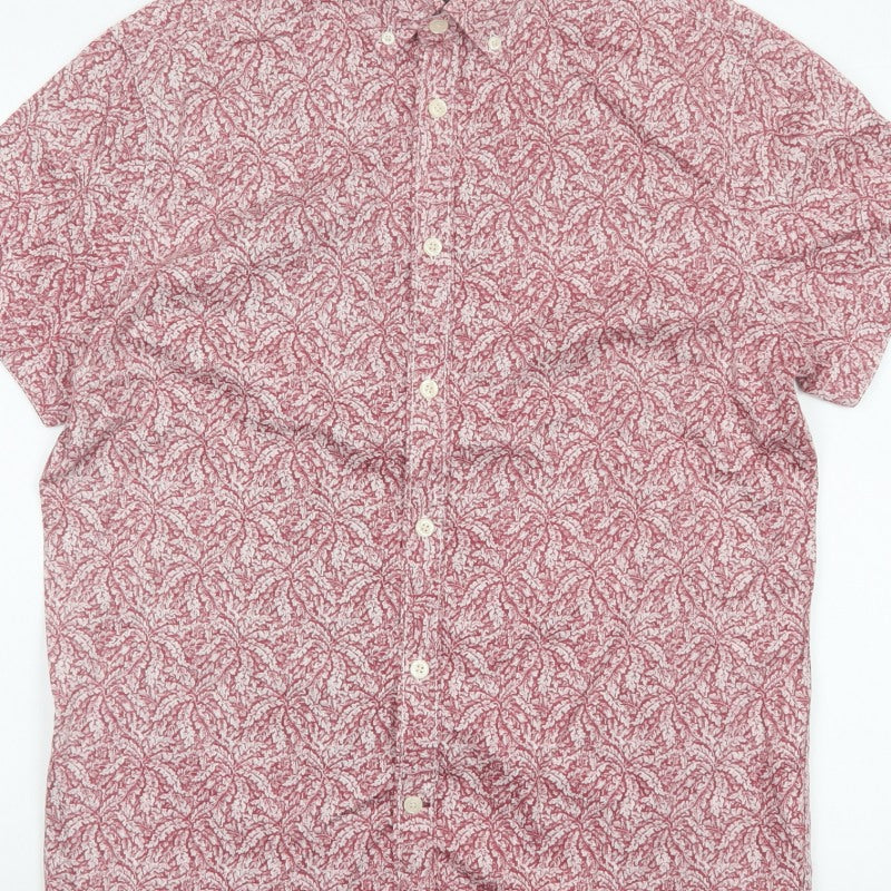 RJR John Rocha Men's Pink M Regular Fit Floral Short Sleeve Shirt