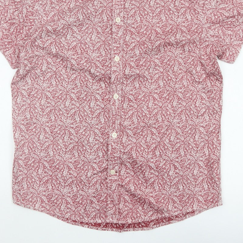 RJR John Rocha Men's Pink M Regular Fit Floral Short Sleeve Shirt