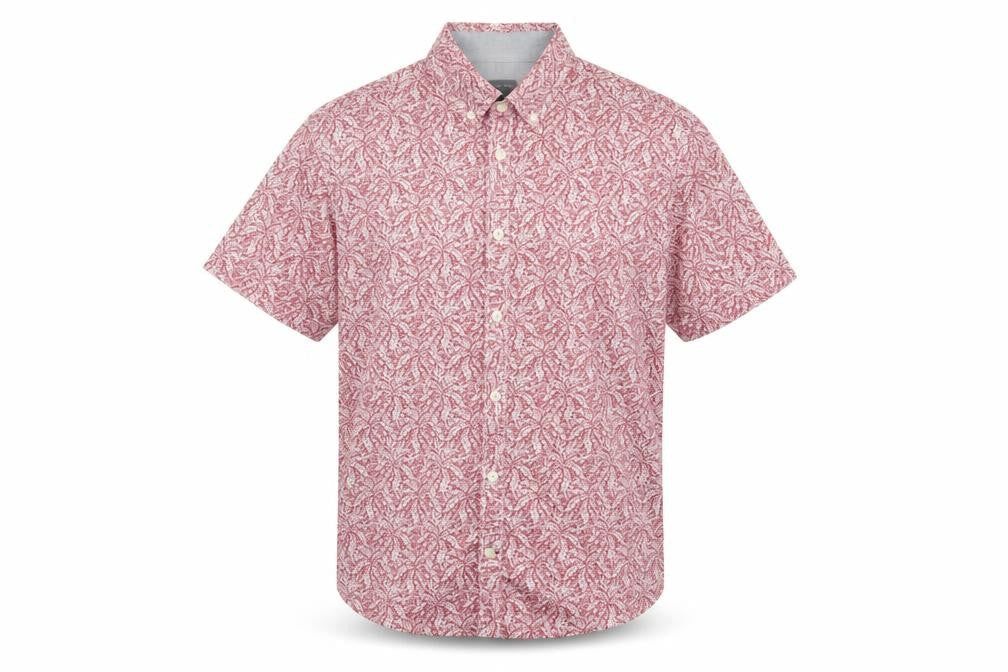 RJR John Rocha Men's Pink M Regular Fit Floral Short Sleeve Shirt