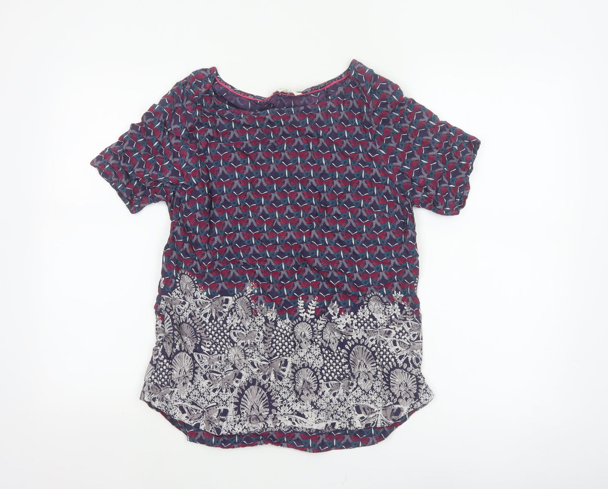 White Stuff Women’s Multicoloured Size 10 Floral Short Sleeve Blouse