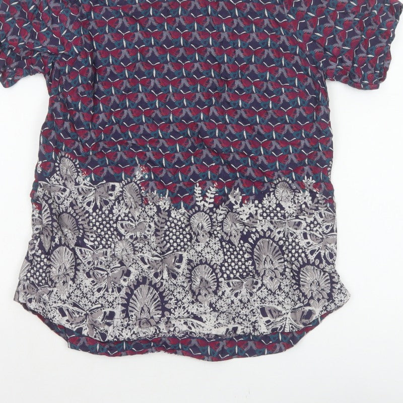White Stuff Women’s Multicoloured Size 10 Floral Short Sleeve Blouse