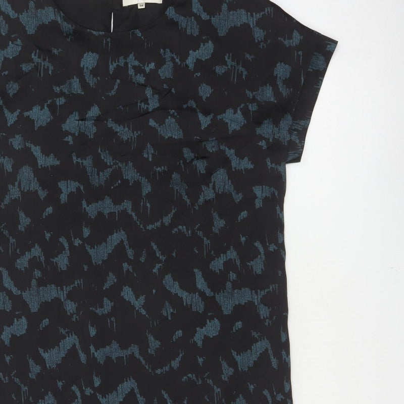 Selected Femme Women Black Blue UK 8 Sheath Dress Geometric Short Sleeve