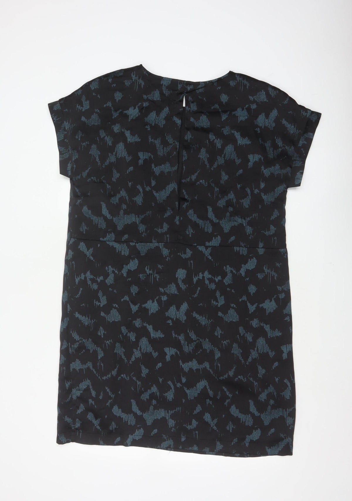 Selected Femme Women Black Blue UK 8 Sheath Dress Geometric Short Sleeve
