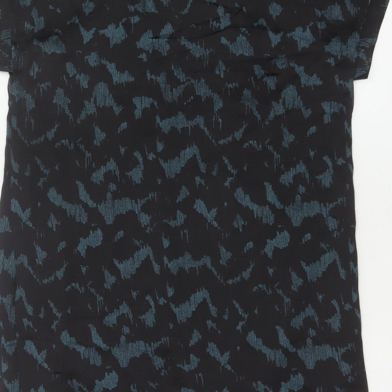 Selected Femme Women Black Blue UK 8 Sheath Dress Geometric Short Sleeve