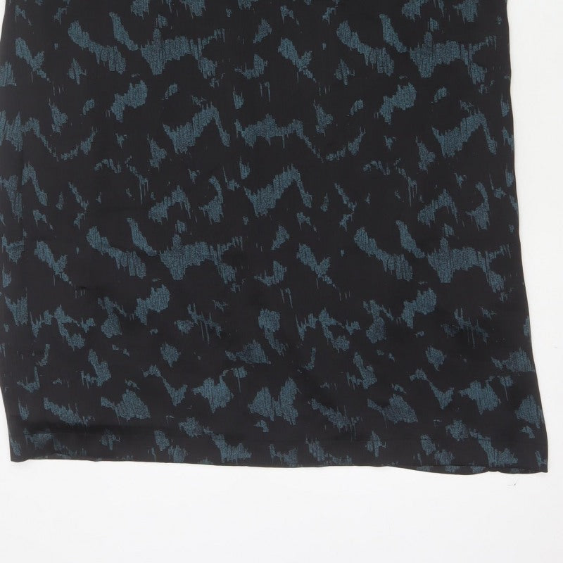 Selected Femme Women Black Blue UK 8 Sheath Dress Geometric Short Sleeve