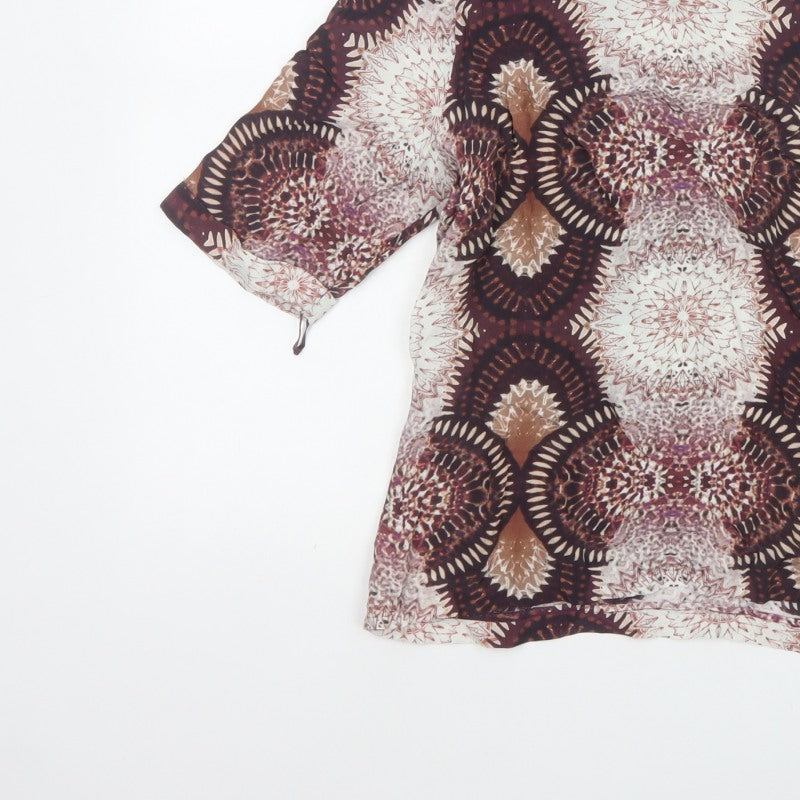 Mint Velvet Women’s Multicoloured UK 12 Kimono Sleeve Geometric Blouse