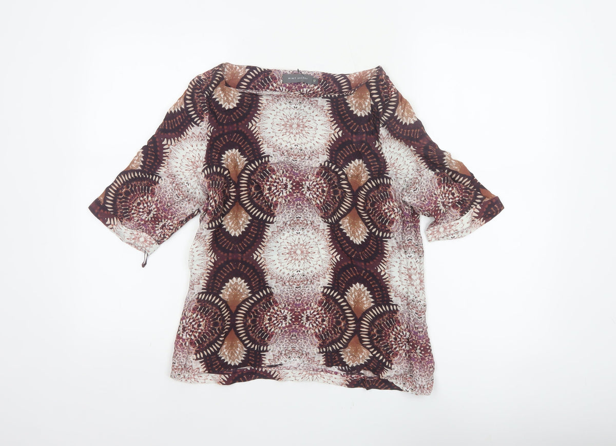 Mint Velvet Women’s Multicoloured UK 12 Kimono Sleeve Geometric Blouse