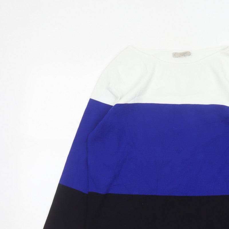 Hobbs Women Multicoloured XL Colour Block Knit Boat Neck Pullover Jumper