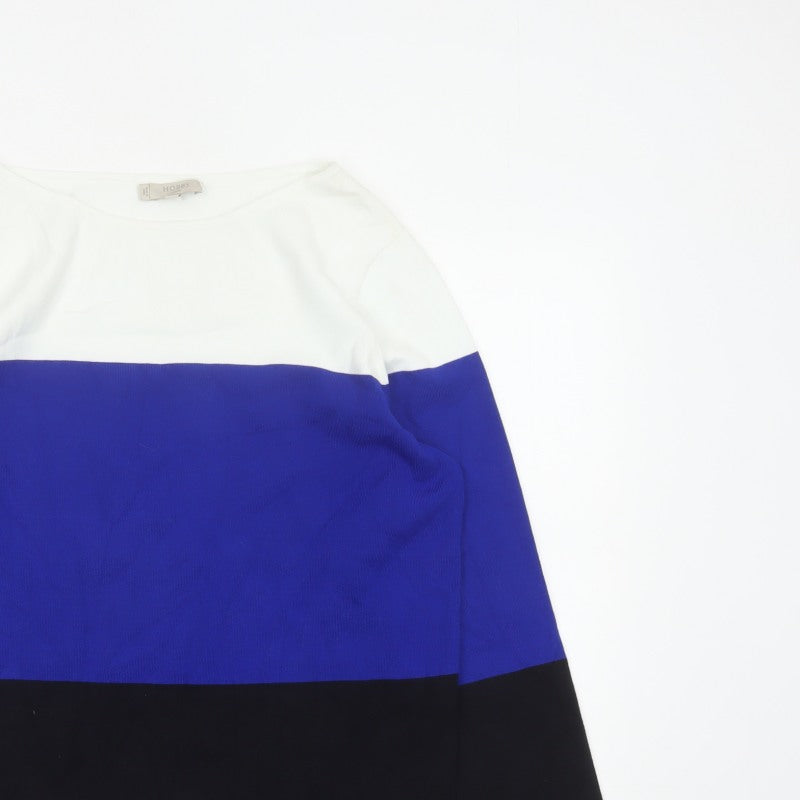 Hobbs Women Multicoloured XL Colour Block Knit Boat Neck Pullover Jumper