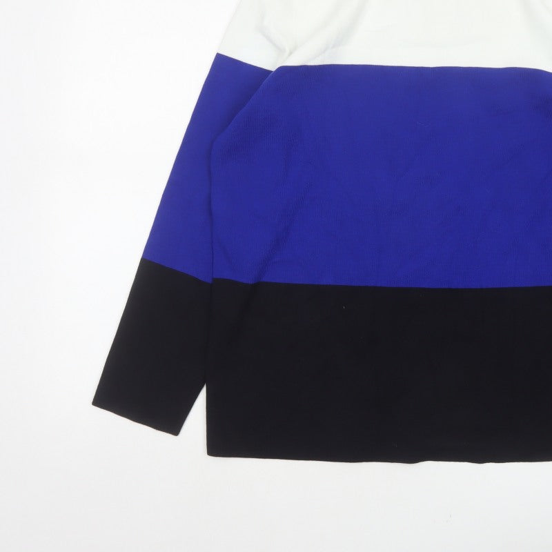 Hobbs Women Multicoloured XL Colour Block Knit Boat Neck Pullover Jumper