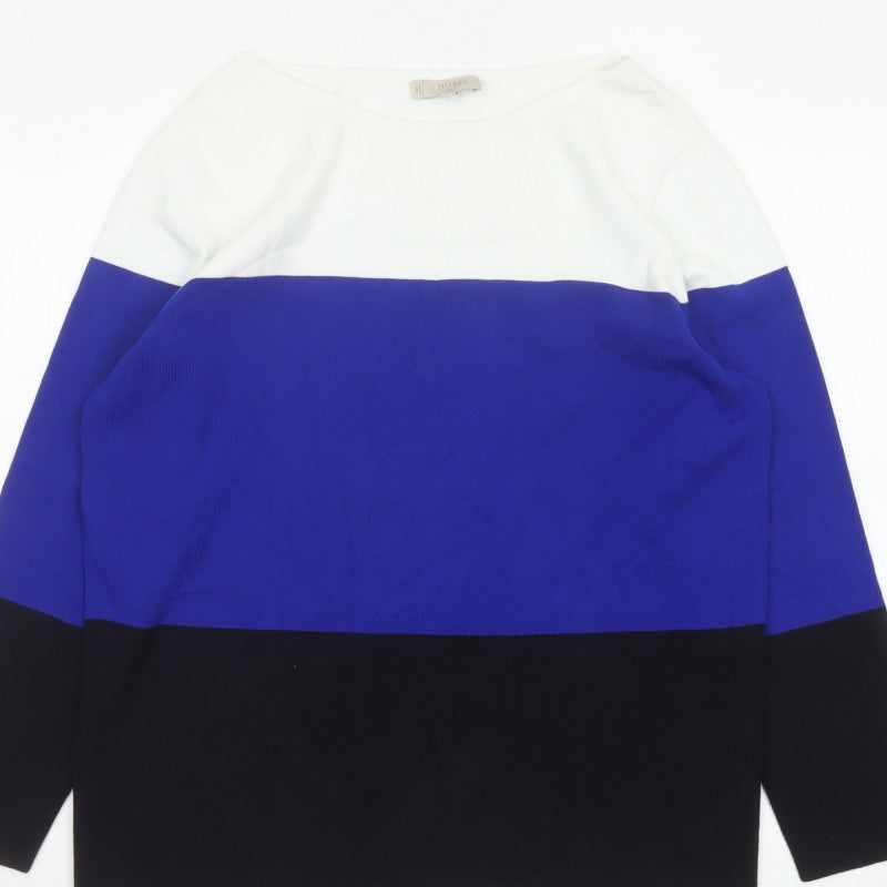 Hobbs Women Multicoloured XL Colour Block Knit Boat Neck Pullover Jumper
