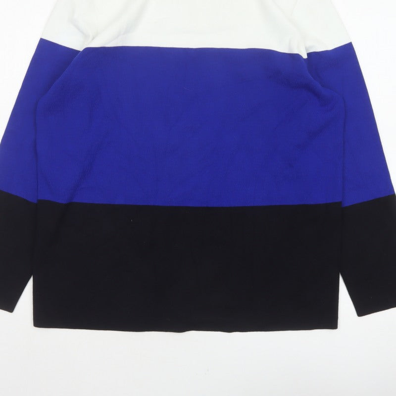 Hobbs Women Multicoloured XL Colour Block Knit Boat Neck Pullover Jumper