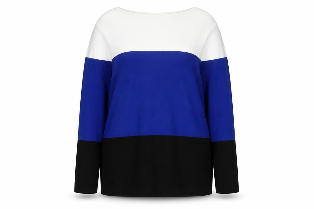 Hobbs Women Multicoloured XL Colour Block Knit Boat Neck Pullover Jumper