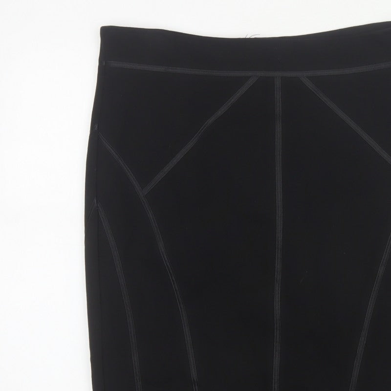 Autograph Women Black UK 14 Straight Pencil Knee Skirt Stretch Zip